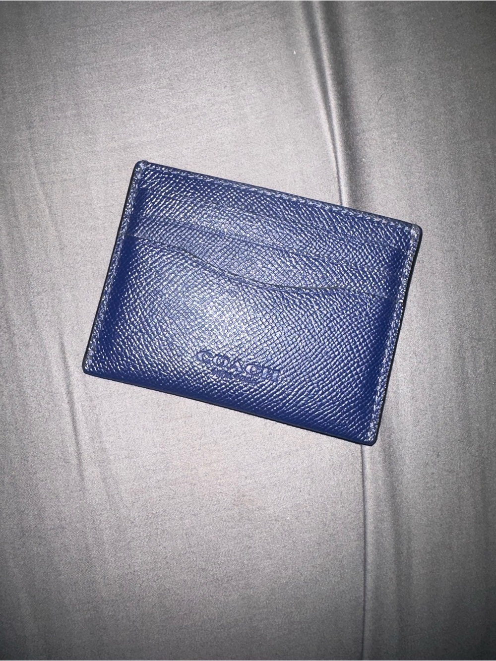 Coach Men's Blue Textured Leather Card Holder